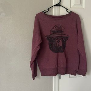 Smokey the Bear sweatshirt- wide neck-maroon- light wear- no tag size medium